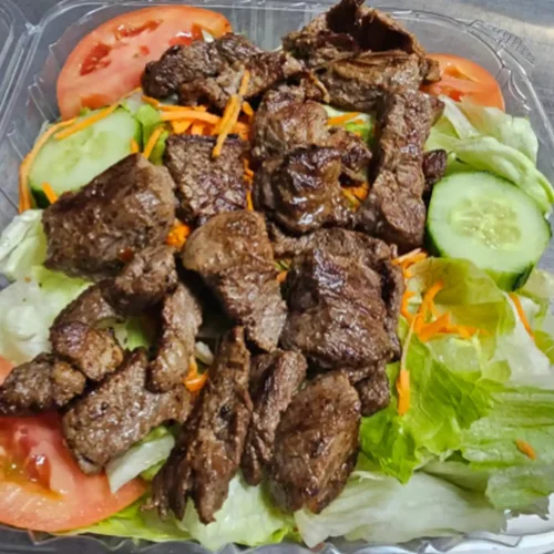 Steak Tips & Garden Salad - Steak tips with garden salad